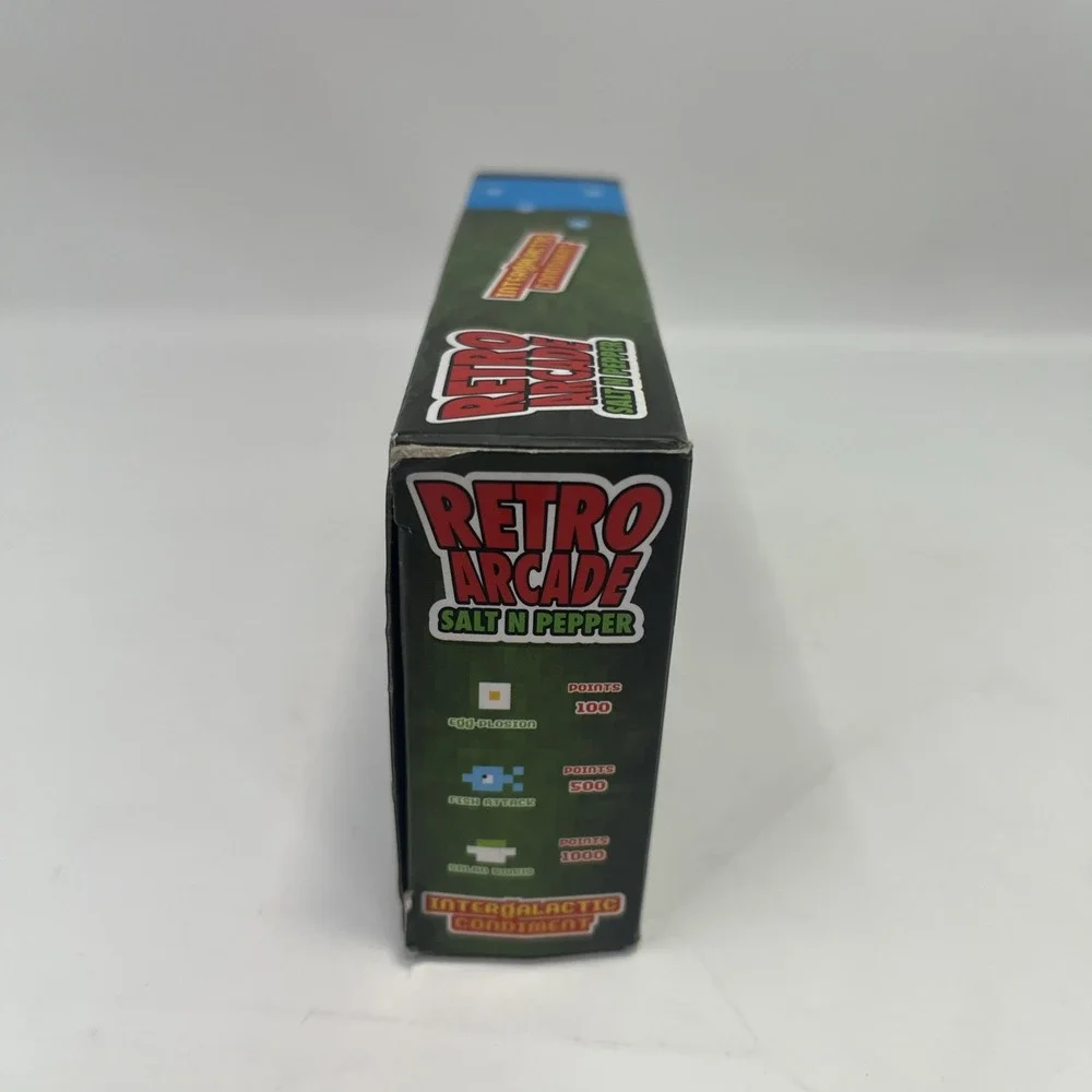 RETRO ARCADE video game Salt & Pepper Shaker Set Invaders of Space Spinning 2011